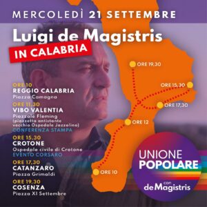 Politiche 2022, tutto pronto per il tour di De Magistris in Calabria