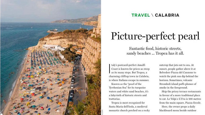 Photo of Tropea has it all.  The Australian Journal of Specialty Focus
